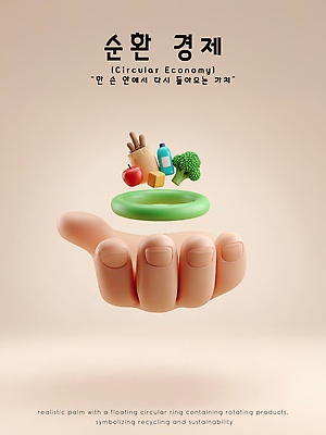 PSD 편집이미지 손 디자인 아이디어 자연보호 재활용 소비 상품 모던 에코 자원 창의성 편집3D 순환경제 컨셉 자연 신체부위 3D 환경 보호 친환경 파일형식