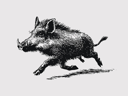 동물 일러스트 포유류 모션 자연 털 세계 달리기 숲속 숲 생태계 사냥 멧돼지 생동감 국내일러스트 AI파일 파일형식 벡터