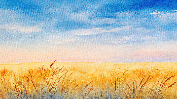 JPG 감정 컬러 일러스트 자연 하늘 수채화 회화 풍경 잔디 초원 평화 일몰 금색 가을 시원함 묘사 작품 갈대밭 조화 뷰티풀 창작 국내일러스트 식물 계절 컨셉 말하기 미술 노을 생태계 파일형식 갈대_식물