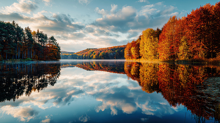 JPG 나무 편집이미지 호수 컬러 여행 단풍 자연 하늘 날씨 풍경 반사 평화 고요 가을 숲 편집실사 식물 계절 컨셉 잎 CG 생태계 파일형식