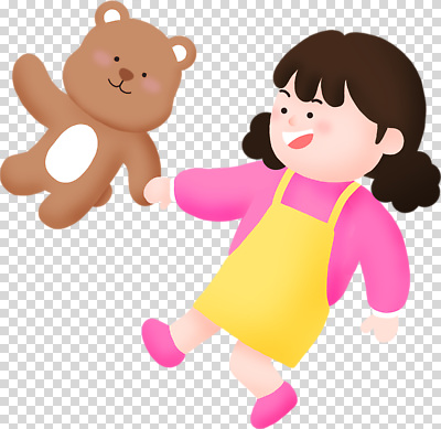 편집이미지 원피스 행복 어린이 하늘색 놀이 웃음 장난감 갈색 귀여움 곰인형 PNG 생동감 해맑음 옷 감정 인형 컬러 컨셉 표정 사람 파란색 파일형식
