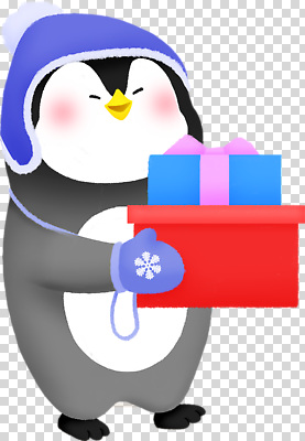 잡화 계절 감정 컨셉 조류 파일형식 펭귄 겨울 선물 상자 기쁨 귀여움 장갑 리본 컬러 사랑 축하 캐릭터 표현 편집이미지 PNG