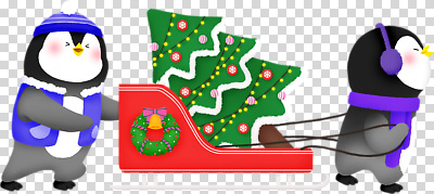 식물 계절 기념일 감정 컨셉 크리스마스 2 관계 조류 파일형식 펭귄 썰매 장식 나무 축제 즐거움 겨울 동물 친구 귀여움 크리스마스트리 사냥 쓰는 두마리 편집이미지 PNG