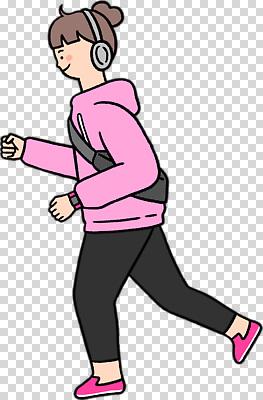 옷 공공시설 감정 컬러 음향기기 모션 건강 사람 라이프 운동 파일형식 공원 달리기 여자 분홍색 헤드폰 에너지 운동복 스트레스해소 연습 일상 즐거움 헬스 편집이미지 PNG