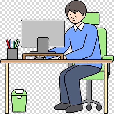 가구 컨셉 회사 비즈니스 문구용품 사람 라이프 전자제품 파일형식 사무실 컴퓨터 남자 작업 환경 필기구 쓰레기통 의자 집중 직장 일상 기술 편집이미지 PNG