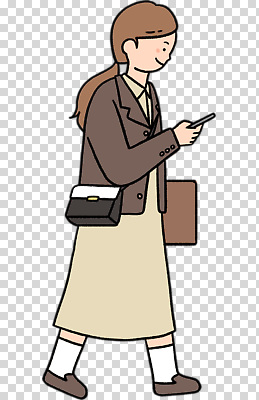 직업 헤어스타일 잡화 옷 가방 비즈니스 모션 사람 라이프 핸드폰 스마트기기 출퇴근 파일형식 직장인 여자 스마트폰 출근 정장 갈색머리 거리 걷기 도시 일상 패션 서류가방 사무실 편집이미지 PNG