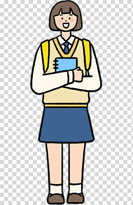 학생 잡화 옷 여자 교육 관계 모션 교재 표정 사람 파일형식 교복 교과서 안기 미소 친구 초등학생 여학생 학교 청소년 가방 편집이미지 PNG