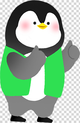 손 컬러 컨셉 조류 표정 외투 파일형식 펭귄 캐릭터 웃음 초록색 조끼 귀여움 손가락 동물 디자인 표현 상징 아이디어 편집이미지 PNG