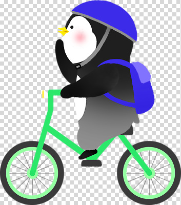 감정 컬러 컨셉 가방 조류 바이크 보호장비 파일형식 펭귄 자전거 헬멧 배낭 귀여움 동물 모션 즐거움 캐릭터 파란색 검은색 흰색 그림 편집이미지 PNG