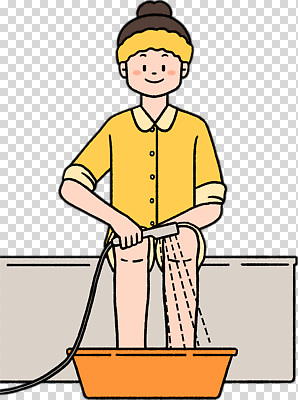 자연요소 계절 컬러 물 목욕 청결 감각 파일형식 발씻기 위생 여름 청소 편안함 주방 노란색 성별 사람 통 물줄기 반신욕 편집이미지 PNG