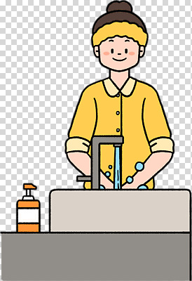 자연요소 컬러 상의 라이프 신체부위 위생용품 청결 위생 개수대 세정제 파일형식 손 씻기 주방 싱크대 물 생활 노란색 셔츠 건강 일상 소독 손세정제 편집이미지 PNG