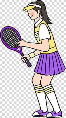 옷 여자 어린이 스포츠용품 스포츠 컬러 스포츠시설 건강 사람 구기 파일형식 테니스 소녀 운동 라켓 유니폼 보라색 노란색 모션 운동복 테니스장 연습 경기 편집이미지 PNG