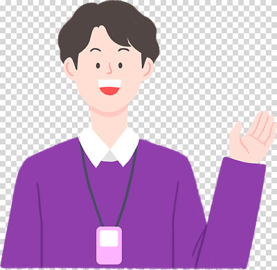 편집이미지 캐릭터 손 옷 남자 행복 얼굴 친절 한국 미소 사람 보라색 인사 이름표 PNG 감정 아시아 컬러 표정 신체부위 예절 파일형식