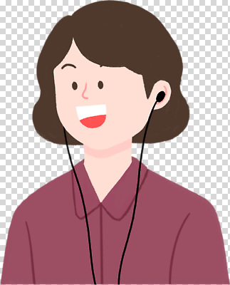 편집이미지 캐릭터 여자 행복 음악 이어폰 짧은머리 미소 캐주얼 갈색 머리 듣기 표현 즐거움 PNG 스타일 헤어스타일 옷 감정 컬러 음향기기 모션 문화예술 표정 사람 신체부위 파일형식