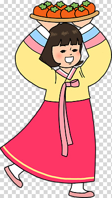편집이미지 전통 행복 문화 어린이 컬러 한국 쟁반 웃음 걷기 축제 한복 머리위 PNG 사라 한국전통 감정 아시아 모션 표정 사람 전통의상 파일형식
