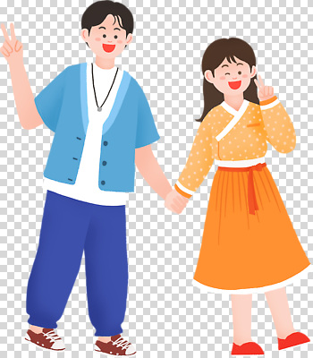 편집이미지 커플 행복 여유 한국 사랑 웃음 캐주얼 귀여움 손잡기 봄 만남 전통의상 즐거움 PNG 전통 옷 계절 감정 아시아 컨셉 관계 모션 표정 파일형식 나라