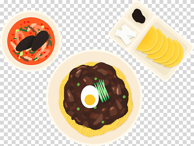 전통 한식 음식 가구 컨셉 채소 중식 알 파일형식 짜장면 반찬 식사 계란 김치 상추 맛 전통음식 요리 탁자 편집이미지 PNG