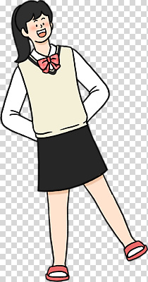 학생 옷 여자 교육 감정 아시아 어린이 하의 표정 사람 파일형식 웃음 학교 교복 즐거움 모션 여학생 치마 리본 신발 한국 소녀 편집이미지 PNG