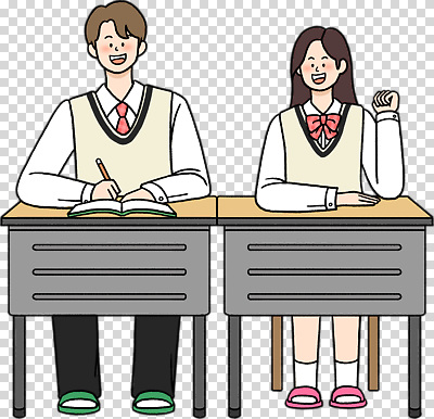 학생 여자 교육 남자 컨셉 학교 관계 표정 사람 파일형식 교실 학습 기록 웃음 남학생 여학생 책 친구 과제 긍정 협력 청소년 편집이미지 PNG