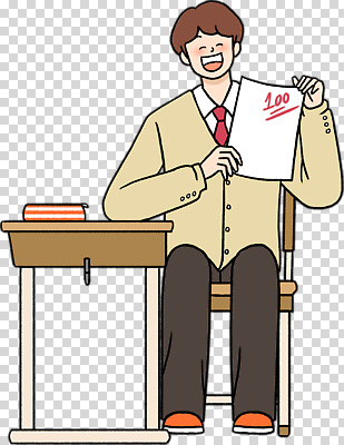 교육 감정 가구 컨셉 학교 표정 점수 파일형식 학생 교실 시험 만점 기쁨 종이 100점 학습 책상 의자 웃음 성공 시험지 편집이미지 PNG