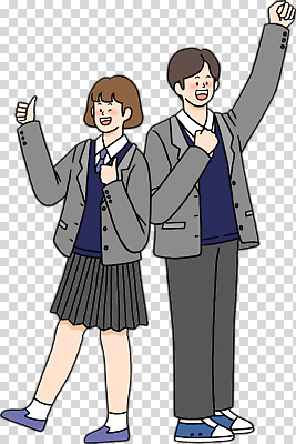 학생 옷 여자 교육 남자 감정 관계 표정 사람 파일형식 교복 남학생 여학생 포즈 자신감 웃음 청소년 친구 학교 모션 표현 긍정적 그림 편집이미지 PNG