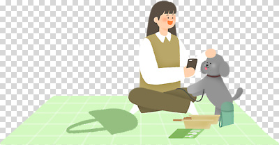 편집이미지 여자 행복 반려견 놀이 휴식 바닥 사랑 스마트폰 반려동물 시간 강아지 편안함 즐거움 PNG 소통 유대감 동물 감정 컨셉 사람 핸드폰 스마트기기 감각 개 파일형식