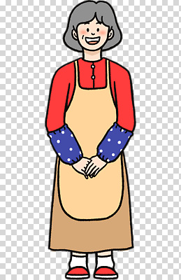 여자 노년 감정 아시아 관계 표정 라이프 신체부위 감각 파일형식 할머니 앞치마 주방 미소 손 따뜻함 편안함 한국 전통 요리 가족 행복 일상 편집이미지 PNG