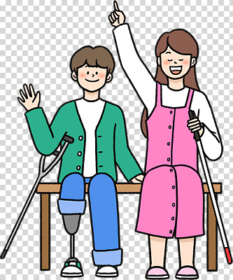 감정 컨셉 관계 모션 표정 장애 파일형식 장애인 친구 웃음 응원 긍정적 함께함 순간 따뜻함 희망 손흔들기 편집이미지 PNG