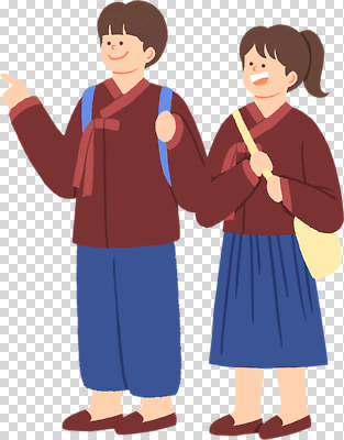 한국전통 감정 아시아 관계 모션 표정 사람 전통의상 파일형식 한복 남자 여자 걷기 즐거움 미소 한국 전통 행복 커플 문화 친구 옷 컬러 편집이미지 PNG