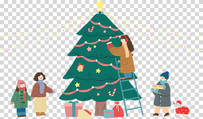 기념일 감정 다수 컨셉 크리스마스 관계 사람 이벤트 도구 파일형식 크리스마스트리 장식 사다리 여러명 선물 계절 가족 축제 즐거움 함께함 친구 파티 분위기 편집이미지 PNG