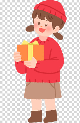 계절 여자 감정 어린이 컬러 상의 표정 사람 야간 파일형식 소녀 선물 웃음 스웨터 빨간색 상자 행복 기쁨 겨울 저녁 오브젝트 미소 편집이미지 PNG