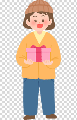 계절 감정 컬러 상의 표정 사람 신체부위 파일형식 어린이 선물 상자 기쁨 겨울 외투 행복 웃음 분홍색 주황색 손 편집이미지 PNG