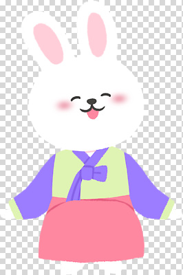 편집이미지 캐릭터 디자인 행복 문화 컬러 한국 표정 웃음 귀여움 토끼 전통의상 한복 PNG 한국전통 전통 감정 아시아 컨셉 포유류 반려동물 파일형식