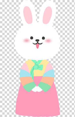 동물 편집이미지 캐릭터 전통 디자인 옷 문화 컬러 한국 웃음 귀여움 축제 토끼 한복 PNG 한국전통 아시아 컨셉 포유류 표정 반려동물 전통의상 파일형식