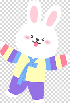 편집이미지 캐릭터 손 디자인 명절 문화 컬러 한국 웃음 축제 토끼 전통의상 한복 PNG 한국전통 전통 기념일 아시아 포유류 표정 신체부위 반려동물 파일형식