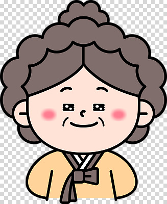 동양문화 전통 헤어스타일 여자 노년 컨셉 한국 표정 파일형식 할머니 캐릭터 전통의상 웃음 미소 귀여움 한국문화 파마 사람 컬러 감정 편집이미지 PNG 신사임당