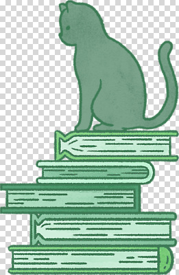 동물 편집이미지 책 초록색 독서 고양이 편안함 PNG 책더미 컬러 포유류 반려동물 감각 무더기 파일형식