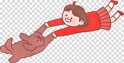 동물 편집이미지 어린이 인형 모션 놀이 웃음 친구 반려동물 귀여움 강아지 PNG 빨간옷 옷 컨셉 관계 표정 사람 개 파일형식