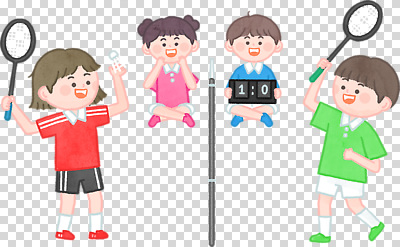 편집이미지 어린이 스포츠 응원 협력 운동선수 경기 운동 경쟁 기쁨 축하 우승 군중 즐거움 배드민턴 점수 PNG 감정 컨셉 건강 사람 구기 최고 파일형식