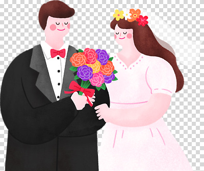 편집이미지 캐릭터 행복 꽃다발 부케 신랑 결혼 결혼식 사랑 웃음 정장 기쁨 PNG 순간 옷 꽃 감정 표정 이벤트 파일형식