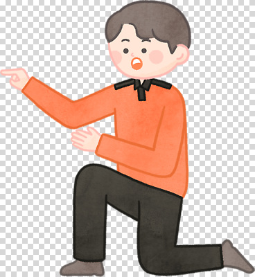 편집이미지 옷 감정 어린이 포즈 셔츠 신체 모션 소년 주황색 가리킴 표현 무릎꿇기 무릎 PNG 남자 컬러 상의 사람 손짓 신체부위 파일형식