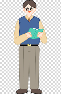 편집이미지 캐릭터 교육 남자 책 파란색 학습 독서 교양 조끼 도서관 집중 PNG 내용 컬러 컨셉 사람 외투 파일형식