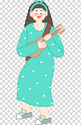 편집이미지 캐릭터 드레스 감정 악기 음악 연주 사람 취미 장난감 춤 우쿨렐레 즐거움 PNG 창의성 아기자기 옷 컨셉 현악기 문화예술 파일형식