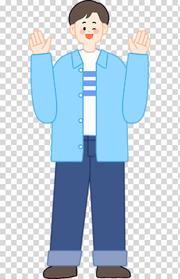편집이미지 손 셔츠 바지 모션 손짓 파란색 귀여움 즐거움 PNG 소통 감정 컬러 컨셉 상의 하의 신체부위 파일형식