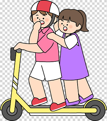 편집이미지 어린이 스포츠 이동 모션 야외 친구 노란색 놀이터 헬멧 즐거움 PNG 놀기 퀵보드 감정 교통수단 컬러 컨셉 관계 놀이 사람 보호장비 파일형식 교통 장비