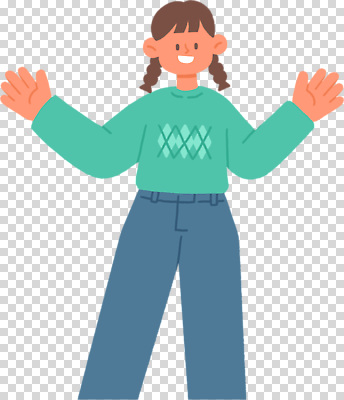 여자 감정 어린이 컨셉 상의 바지 표정 사람 신체부위 파일형식 소녀 웃음 손 스웨터 청바지 행복 캐릭터 컬러 모션 긍정적 귀여움 편집이미지 PNG