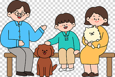 편집이미지 행복 어린이 가족 엄마 함께함 사랑 앉기 반려동물 시간 아빠 개 PNG 놀기 쓰다듬기 동물 감정 컨셉 포유류 관계 모션 사람 파일형식