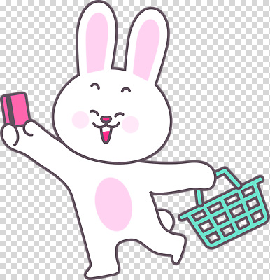편집이미지 캐릭터 행복 쇼핑 귀여움 토끼 소비 상품 쇼핑몰 장바구니 즐거움 결제 PNG 감정 컨셉 포유류 반려동물 바구니 파일형식 동물