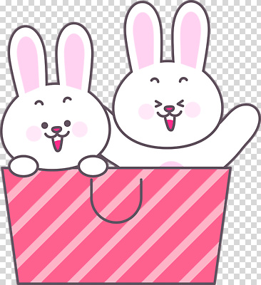 동물 편집이미지 캐릭터 분홍색 놀이 상자 귀여움 표현 토끼 즐거움 장면 PNG 손흔들기 감정 컬러 컨셉 포유류 모션 반려동물 파일형식