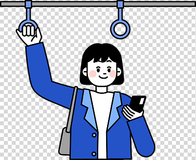 잡화 육상교통 교통수단 컨셉 대중교통 사람 라이프 핸드폰 스마트기기 외투 감각 출근 파일형식 전철 손잡이 여자 스마트폰 재킷 가방 편안함 도시 일상 이동 승객 통근 하락 편집이미지 PNG